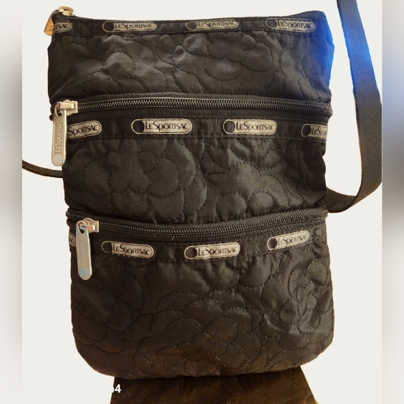 Lesportsac Handbags - LeSportsac Black FLORAL Quilted  CROSSBODY